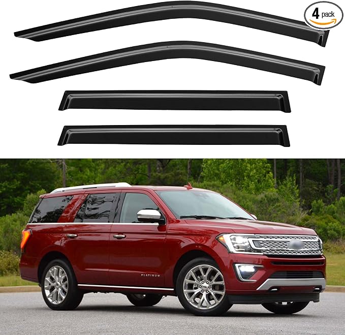 Window Visors Rain Guards for 2018-2024 Ford Expedition, Out-Channel Window by YQAUTEC