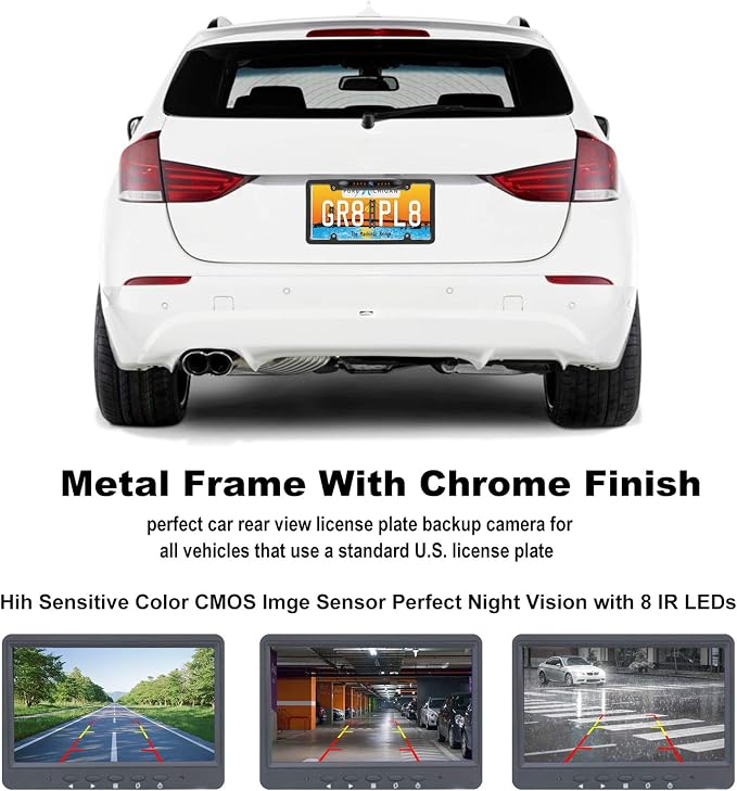 JPP License Plate Backup HD Camera, Rear View Camera 170° Viewing Angle - Image 3