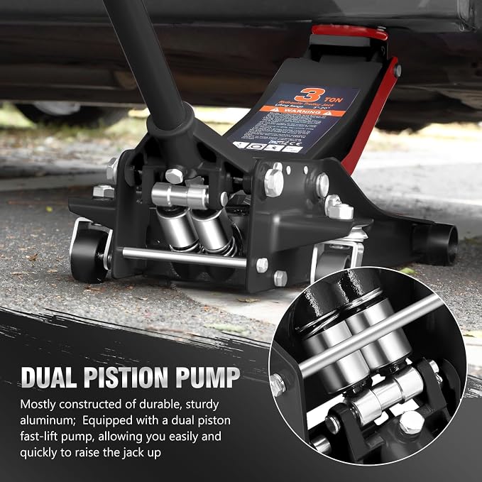 DNA MOTORING Floor Jack 3 Ton Capacity, Fast Lift Service Jack Low Profile - Image 3