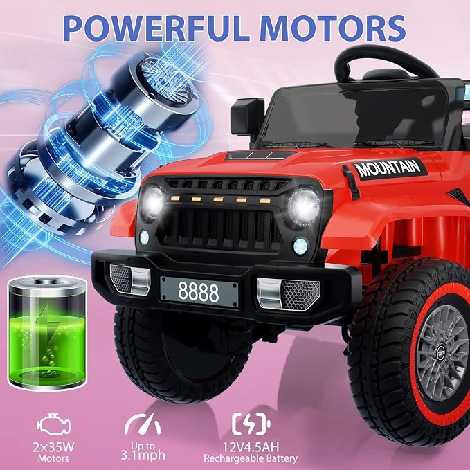12V Kids Ride On Truck Car, Battery Powered Electric Vehicles - Image 3