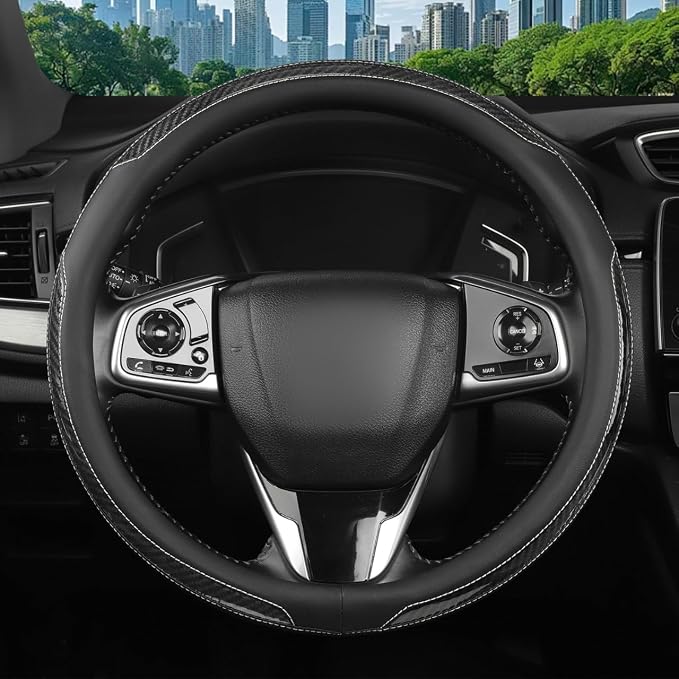 New Leather Car Steering Wheel Cover, Non-Slip Car Wheel Cover Protector - Image 2