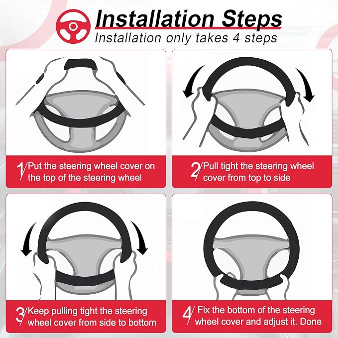 alpmosn Elastic Stretch Steering Wheel Cover, Universal Interior Accessories - Image 4