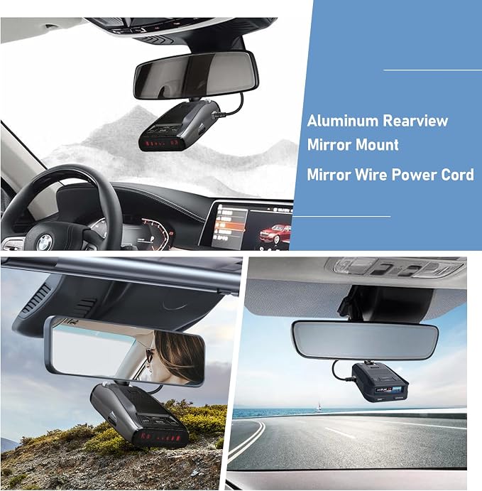 Radar Detector Mount, Rearview Mirror Rod Radar Mounting Bracket+Rearview - Image 2