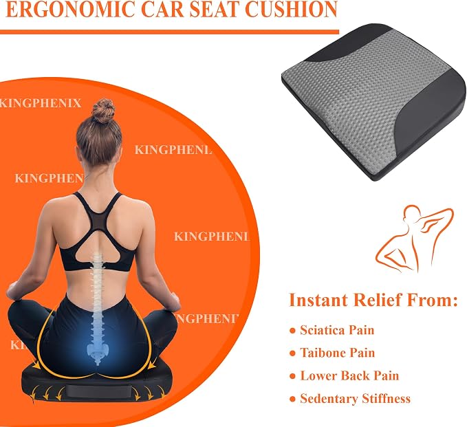 kingphenix Premium Car Seat Cushion, Memory Foam Driver Seat Cushion to Improve - Image 8