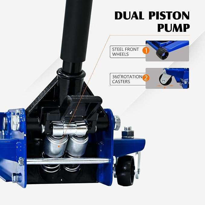 Floor Jack 3Ton/6600lbs.Dual Piston Fast Lifting Pump.Ultra Low Profile Floor - Image 3