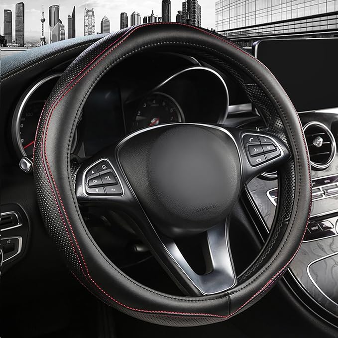 High-Grade Real Cowhide Steering Wheel Cover by PJBTVZ