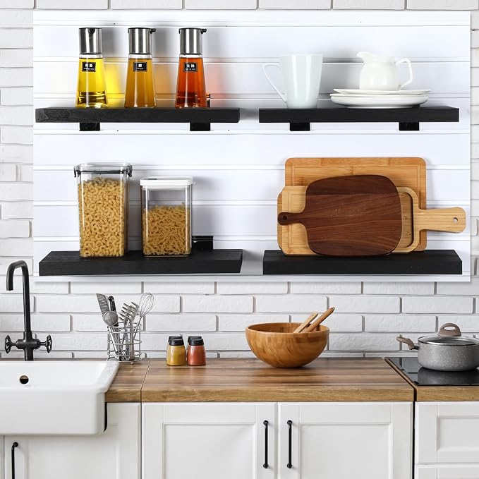 4 Pack Wooden Slatwall Shelf, 16.1" D x 6.7" W x 1.1" H Slatwall Shelves - Image 2