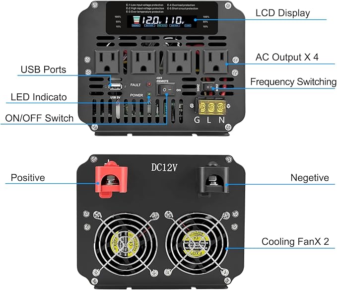 LVYUAN 5000 Watt Power Inverter 12V to 110V 120V - Image 3