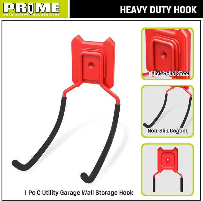 PR1ME Garage Hook, 1 Pack Heavy Duty Garage Wall Mount Hook, C Utility Garage - Image 2