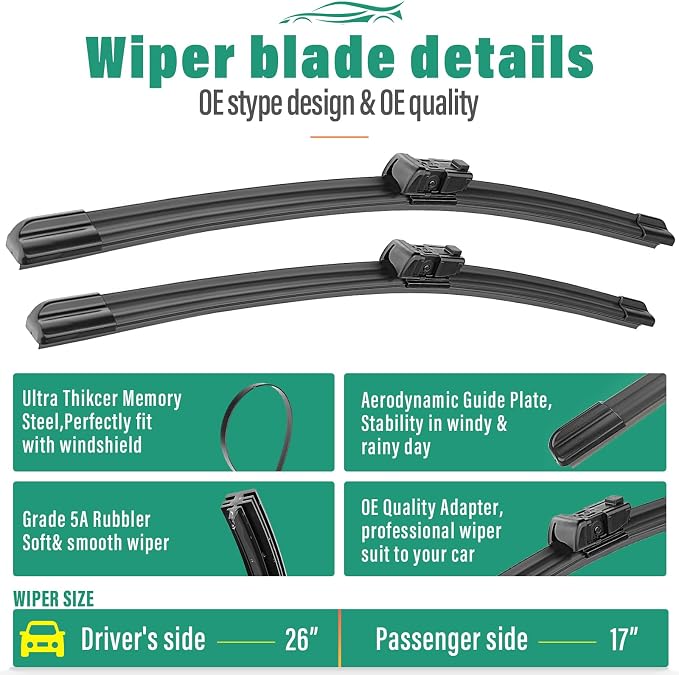 26" 17" 12" Windshield Wiper Blades Replacement - Image 3