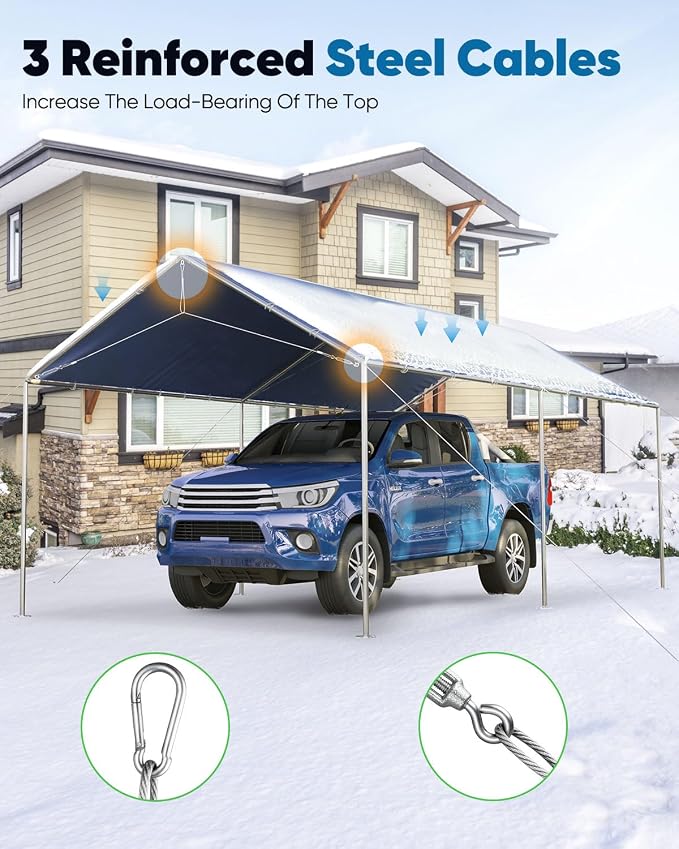 Quictent 10x20 ft Heavy Duty Car Canopy Galvanized Frame Carport Outdoor Party - Image 4