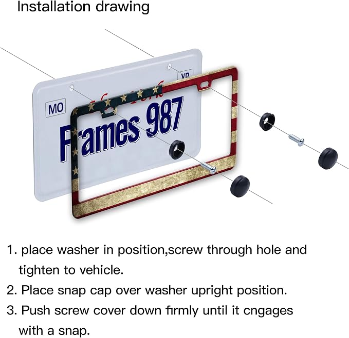 Patriotic License Plate Frame, American Flag License Plate Frame, Flag License - Image 4