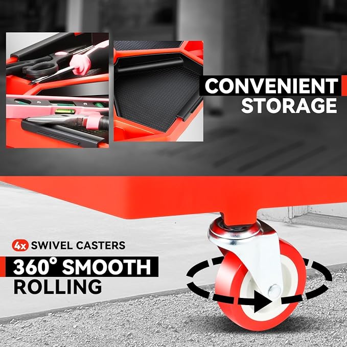 Auto Dynasty Mechanic Stool, Adjustable Rolling Pneumatic Creeper Garage Shop - Image 4