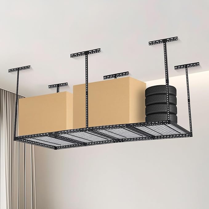Overhead Garage Storage Rack 4x8 FT, Steel Ceiling Shelves 660lb Capacity - Image 5