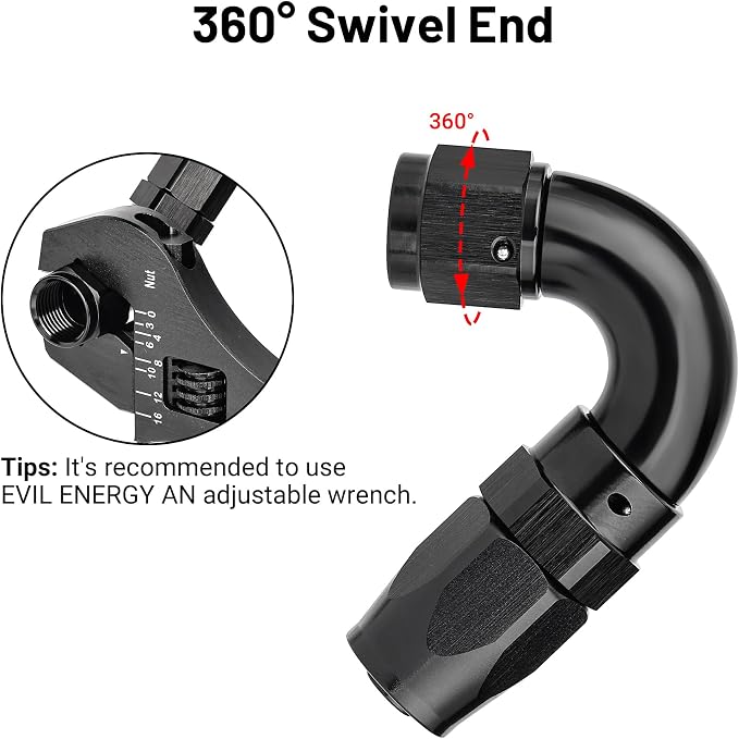 EVIL ENERGY 6AN 150 Degree One Piece Full Flow Hose End Fitting Swivel - Image 4