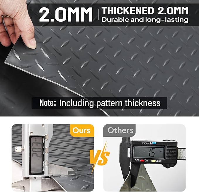 TUFFIOM 7.5 x 17 FT Garage Floor Mat, Thickened Diamond Plate PVC Garage Mats - Image 7