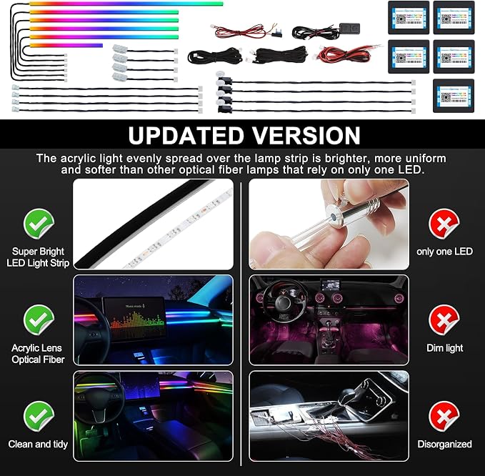 Dreamcolor Acrylic Interior Car LED Strip Light - Image 5