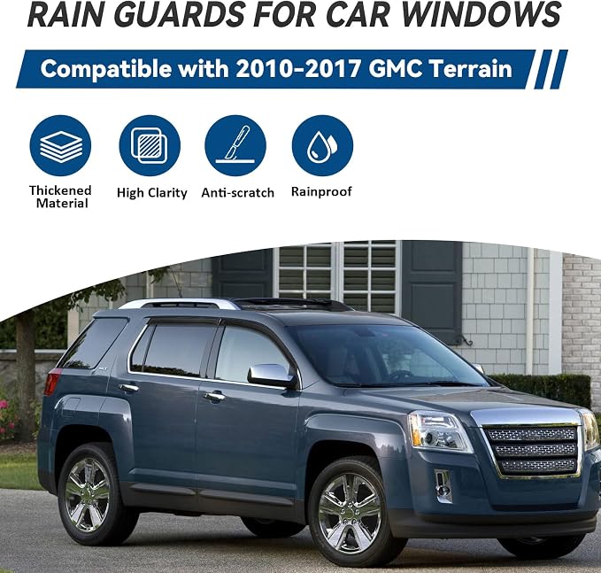 4pcs Front+Rear Smoke Tint Sun/Rain Guard Outside Mount Tape-On Vent Window - Image 2