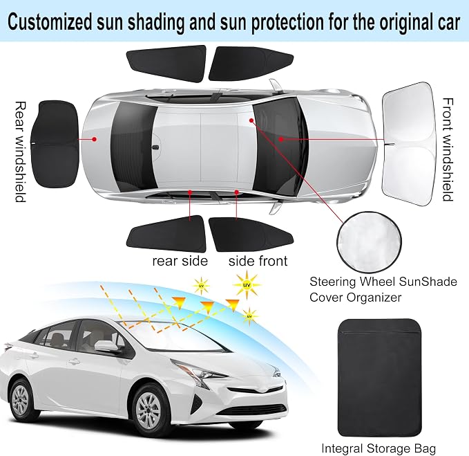 TINGLU Window Shades for Toyota Prius Hatchback 2016-2022 Accessories Car Side - Image 3
