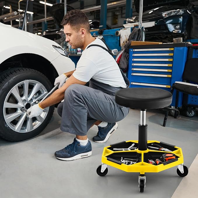 IRONMAX Rolling Mechanic Stool, Adjustable Shop Stool Creeper Seat - Image 8