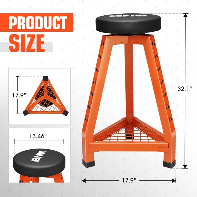 DNA MOTORING Heavy-Duty Padded Seat, Mechanics Shop Garage Stool, 300lbs - Image 3