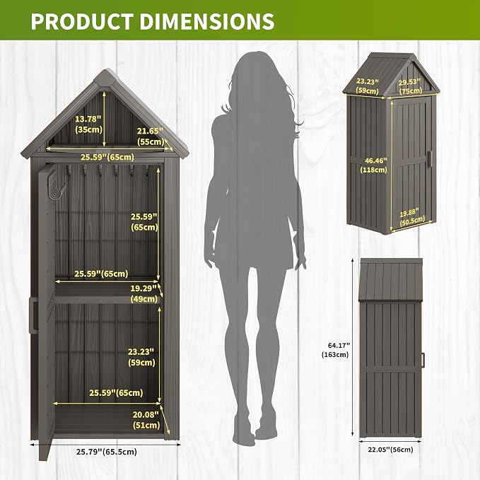 Shed Outdoor Storage Shed with Sloping Roof and Lockable Door, Resin Outdoor - Image 9