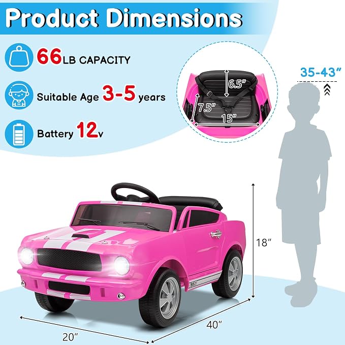 Winado 12V Licensed Shelby Electric Car - Image 6