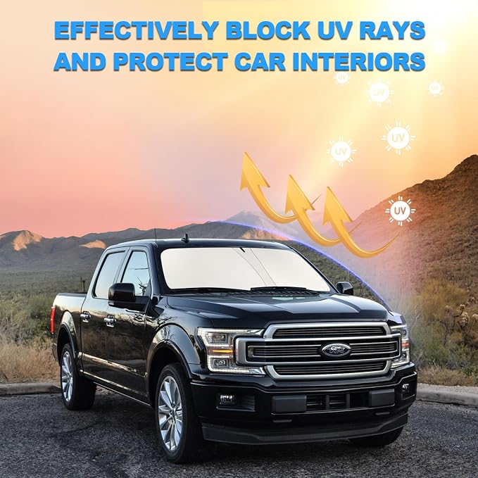 Front Windshield Sunshade fit for F150 2015-2020 UV Ray Reflector Foldable Car - Image 6