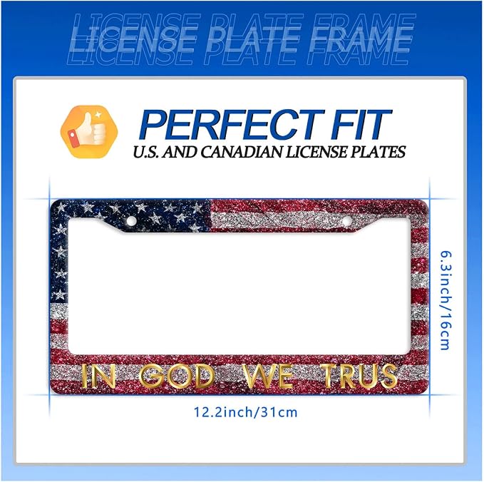 in God We Trust License Plate Frame American Flag License Plate Stainless Steel - Image 7
