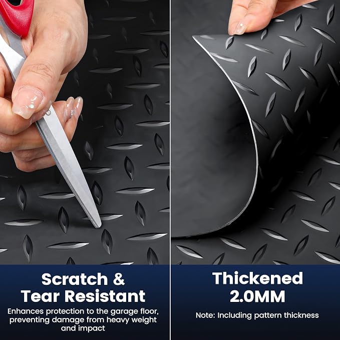 7.5 x 17 FT Garage Floor Mat, Thickened PVC Parking Mat, Anti-Slip Garage Floor - Image 4