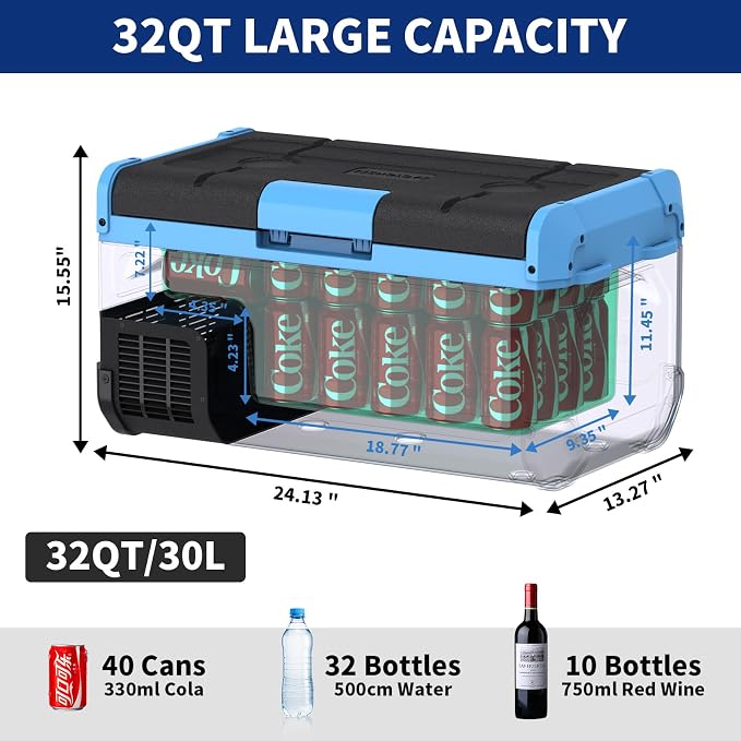 30L Car Refrigerator Freezer, 32QT Single Zone Portable Fridge - Image 9