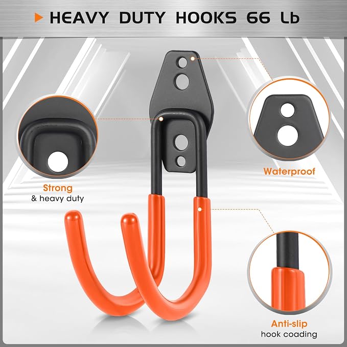 Upgraded Garage Hooks, 6 Pack Heavy Duty Wall Mount Steel Utility Hooks - Image 4