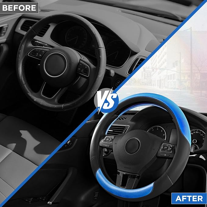 Road Comforts Steering Wheel Cover – Breathable Leather Steering Wheel Cover - Image 3