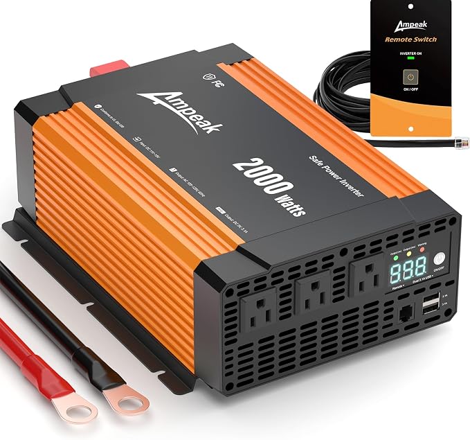 Ampeak 2000W Power Inverter Conversion Efficiency 89.37% Inverter 12V to 110V by Ampeak