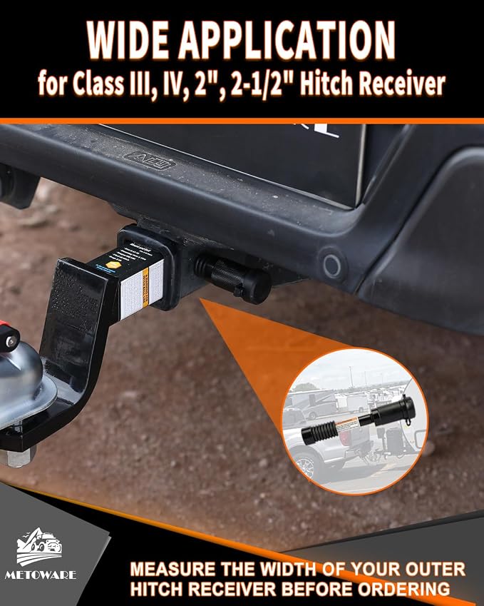 METOWARE Trailer Hitch Lock Hitch Receiver Lock Fits Class III IV and 2" 2-1/2" - Image 3