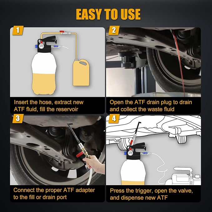 Transmission Fluid Transfer Pump Kit, 10L Pneumatic Fluid Extractor and - Image 7