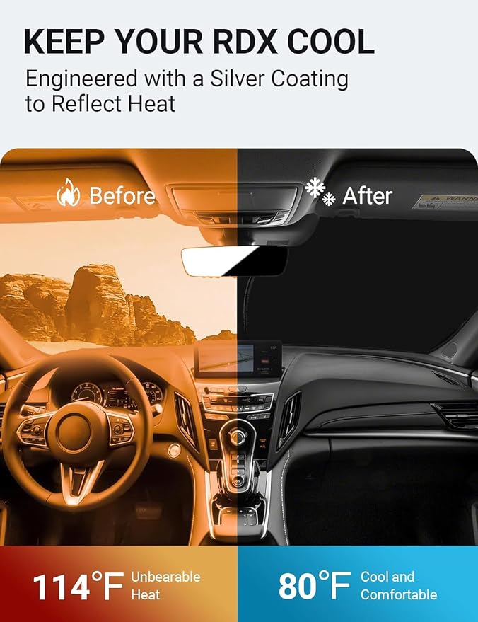 Proadsy for Acura RDX 2019-2024 2025 Windshield Sun Shade 4-Layer Foldable - Image 2