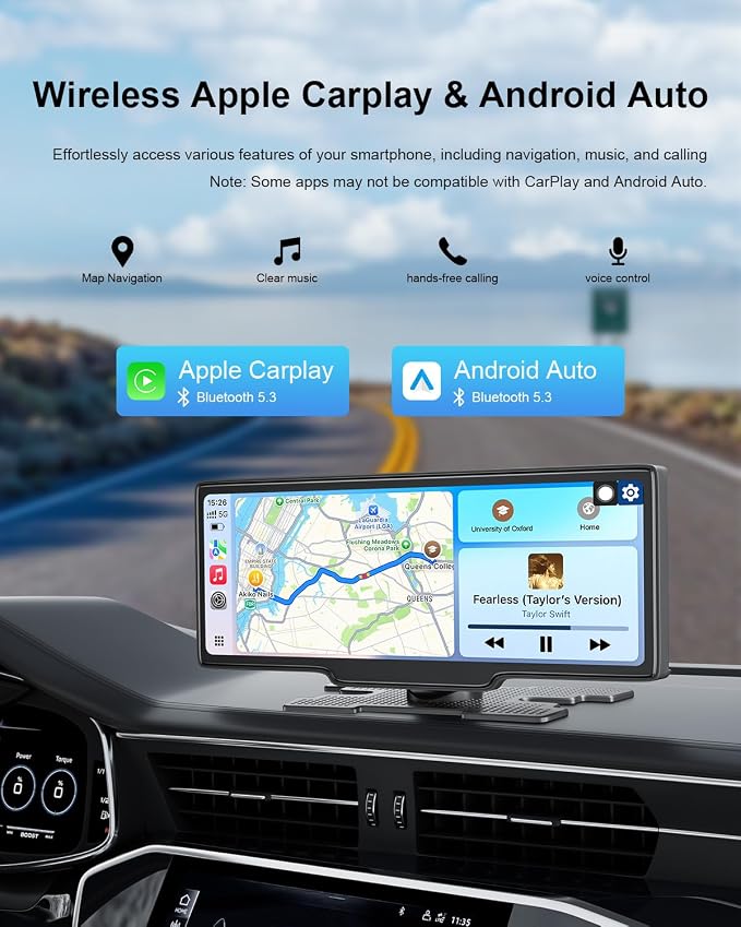 Carplay Screen for Car, 10.26’’ HD Wireless Apple Carplay & Android Auto Touch - Image 2