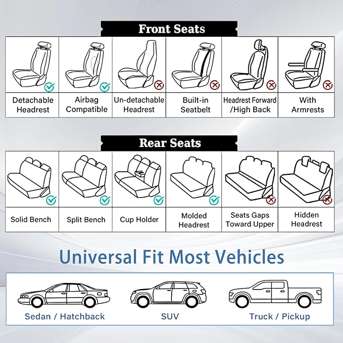 WELLDO Car Seat Covers Front Seats, Leather Seat Covers - Image 6