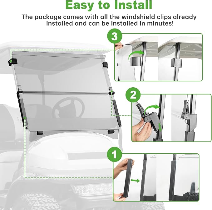 10L0L Golf Cart Windshield for Club Car Precedent 2004-Up, 2017-Up Onward - Image 7