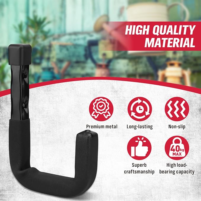 SEDY 6-Piece Heavy Duty Garage Storage Hooks, Wall Mount J Utility Hooks Holds - Image 3