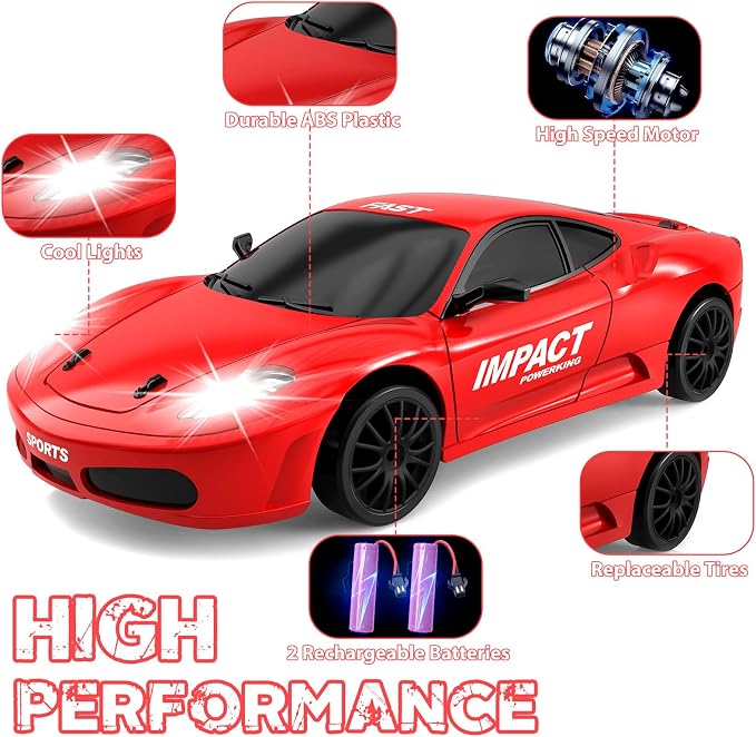 RC Drift Car, 2.4GHz Remote Control Cars 1/24 4WD High Speed Drift Car - Image 3