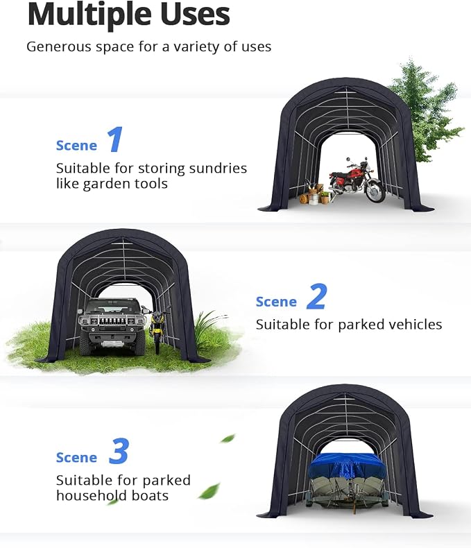 KING BIRD 12' x 20' Oval Pipe Heavy Duty Carport - Image 3