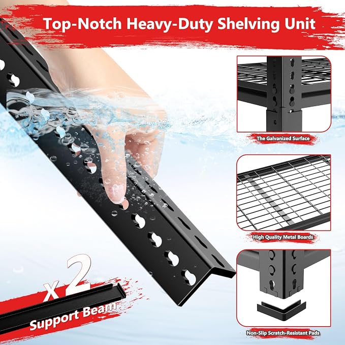 Storage Shelves 3PCS, Garage Shelving Heavy Duty 2640LBS Capacity, 4 Tier - Image 5