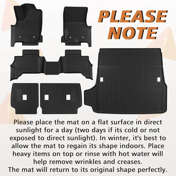 TripleAliners Floor Mats & Trunk Mat & Rear Seatback Cover All Weather TPE - Image 9