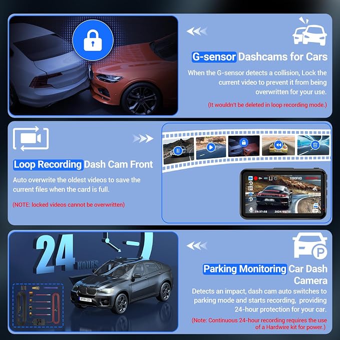 Dash Cam, Dash Camera for Cars 1080P FHD Dashcam DVR Car Camera Dash Cam Front - Image 5