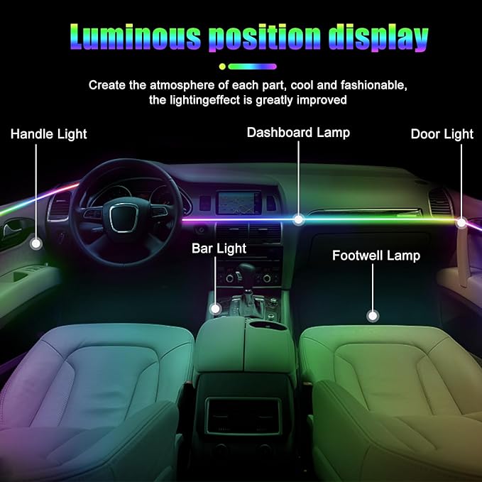 Dreamcolor Acrylic Interior Car Lights, 2 Piece 43.3inch/110cm 128 Colorful Car - Image 7