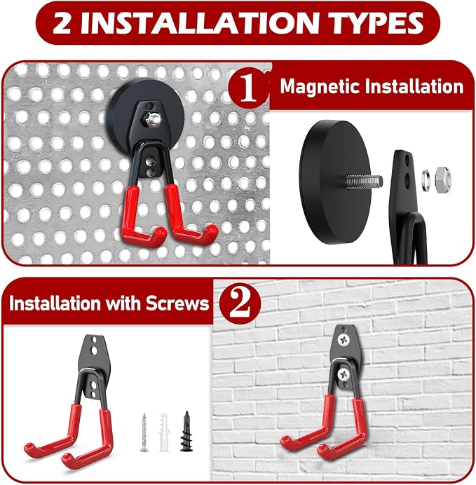 3-H Heavy Duty Magnet Garage Hooks 4 Pack, Large Strong Magnetic Hooks - Image 6