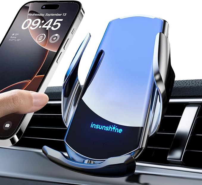 Wireless Car Charger, MAX 15W Fast Charging Auto Clamping, Sensing Phone Holder by Unknown