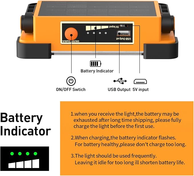 120W Solar Rechargeable Work Light, 144 LED 10000LM Led Work Light - Image 4